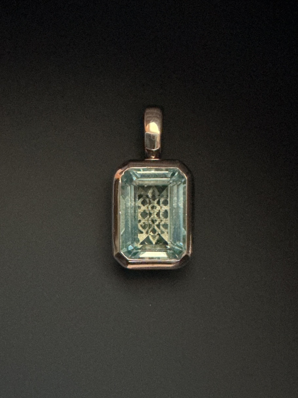 Silver Pendant with Natural Blue Topaz in Octagon Cut